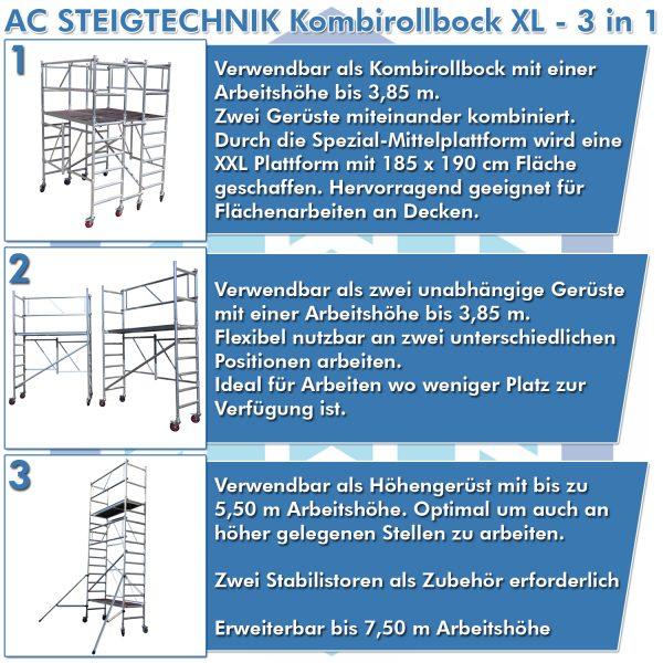 AC Steigtechnik Kombi-Rollbock XL, Arbeitsfläche 1,90 x 1,85 m, Arbeitshöhe bis 5,50 m