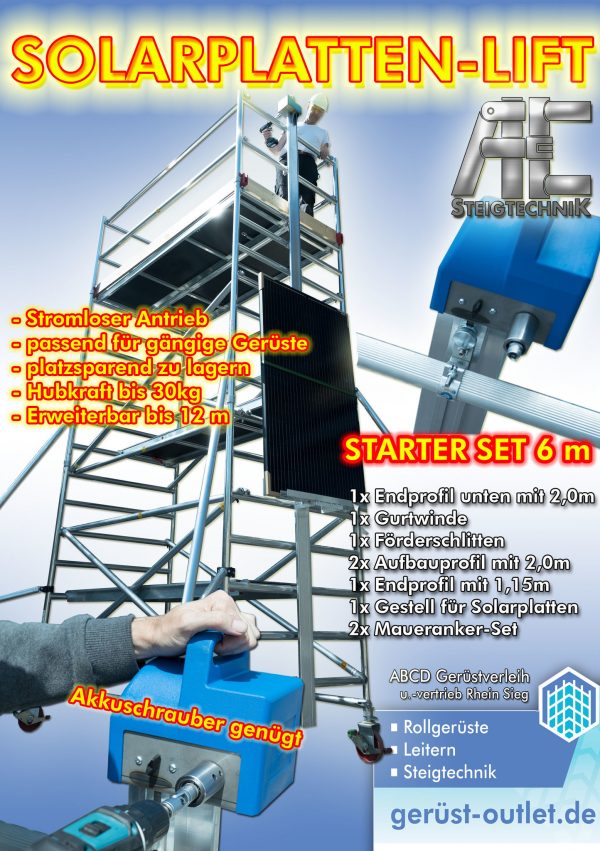 AC Steigtechnik Solarplatten-Lift Erweiterung, 2 m, inkl. Befestigungsklammer