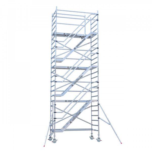 AC Steigtechnik Treppenturm, Gerüstturm mit 305 cm Plattformlänge, 135er Rahmenbreite,  4 m bis 14 m Arbeitshöhe