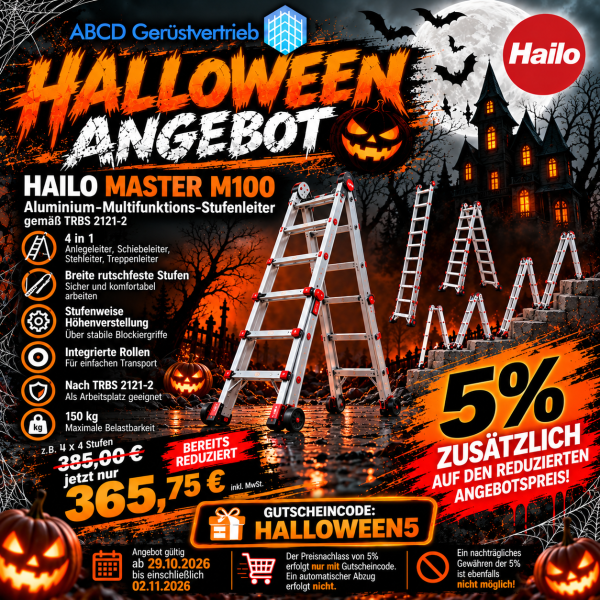 HAILO Master M100 Aluminium-Multifunktions-Stufenleiter, gemäß TRBS 2121-2 HAILO Master M100 Aluminium-Multifunktions-Stufenleiter, gemäß TRBS 2121-2